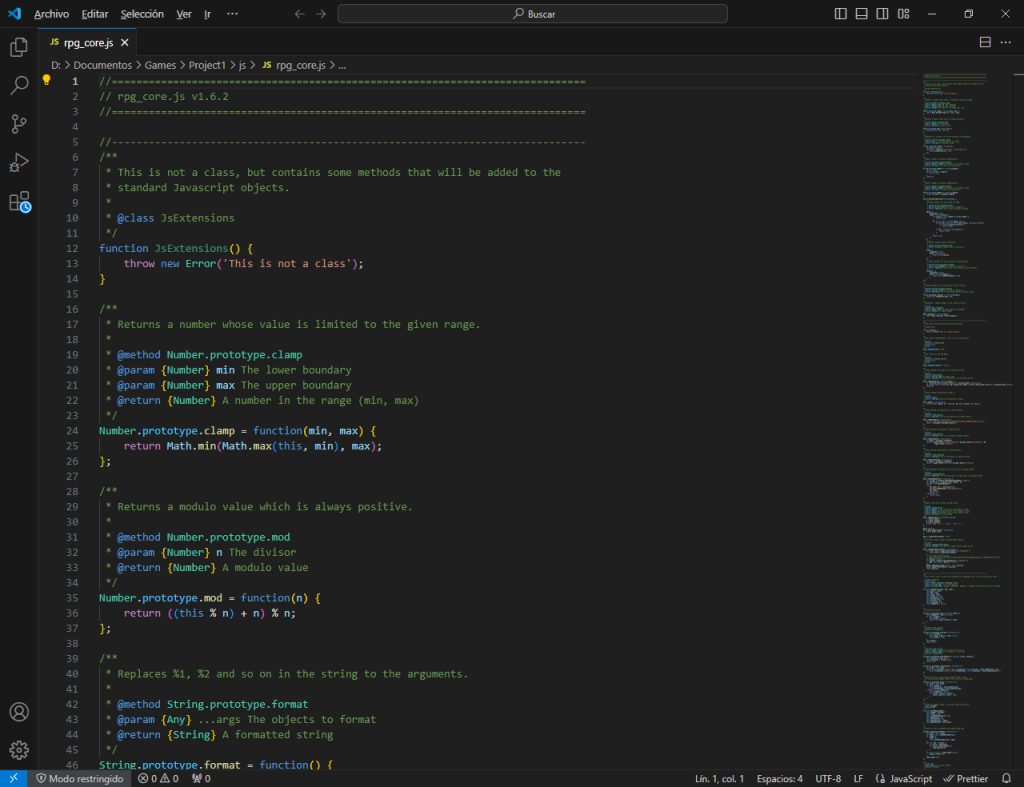 Captura de pantalla del editor Visual Studio Code.